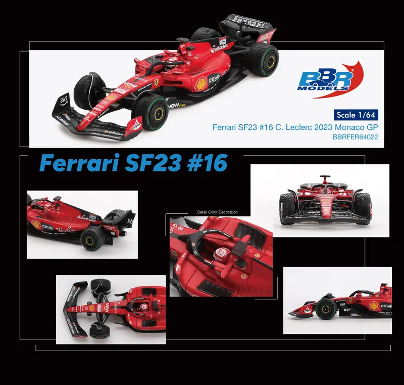 (Pre-Order) 1:64 2023 Charles Leclerc -- Monaco Gp -- #16 Ferrari Sf-23 -- Bbr F1 1