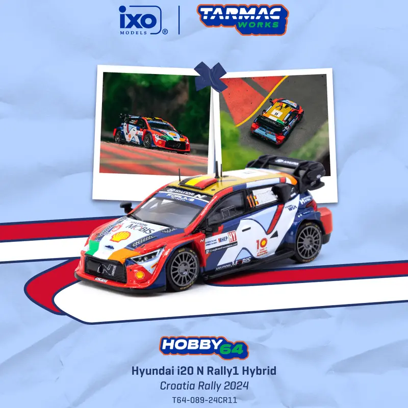 (Pre-Order) 1:64 2024 Croatia Rally -- #11 Hyundai I20 N Rally1 Hybrid -- Tarmac Works 1