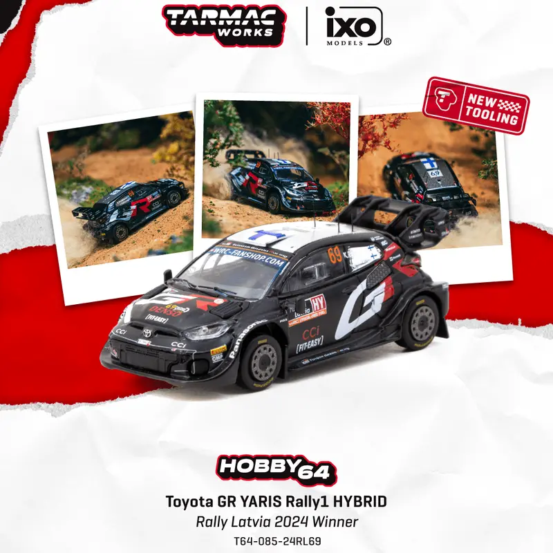 (Pre-Order) 1:64 2024 Rally Latvia Winner -- Toyota Gr Yaris Rally1 Hybrid -- Tarmac Works X Ixo 1