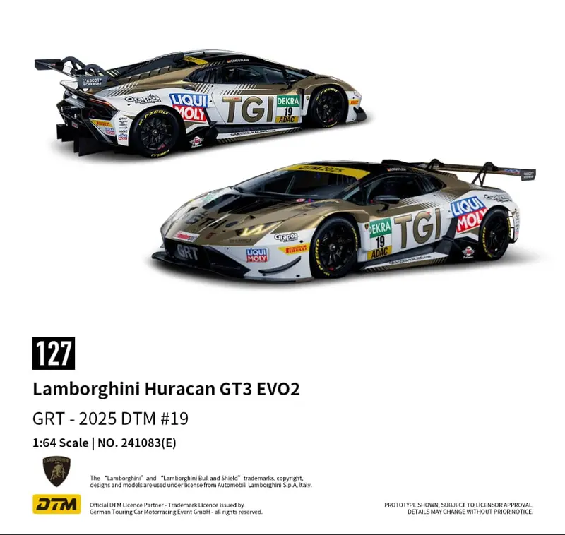 (Pre-Order) 1:64 2025 Dtm - Luca Engstler -- #19 Lamborghini Huracan Gt3 Evo2 -- Trends Hobby 1