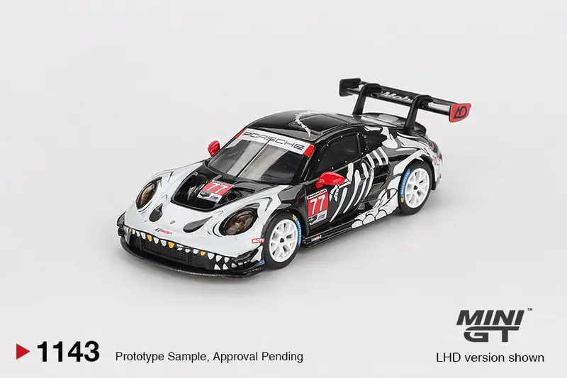 (Pre-Order) 1:64 2025 Imsa Petit Le Mans -- #77 "Skeleton Rexy" Porsche 911 Gt3 R (992) -- Mini Gt 1