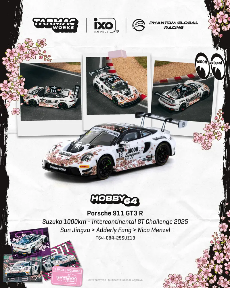 (Pre-Order) 1:64 2025 Suzuka 1000Km --#13 White Mooneyes Porsche 911 Gt3 R -- Tarmac Works 1