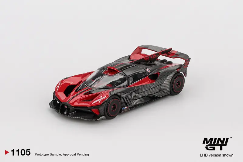 (Pre-Order) 1:64 Bugatti Bolide -- Red / Carbon Fibre -- Mini Gt Mgt01105 1