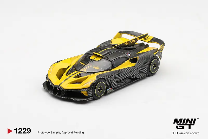 (Pre-Order) 1:64 Bugatti Bolide -- Yellow/Black -- Mini Gt Mgt01229 1