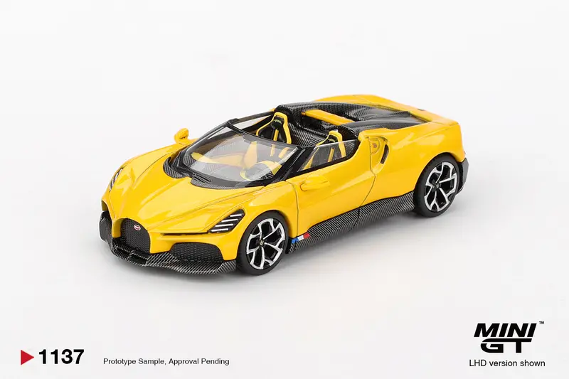 (Pre-Order) 1:64 Bugatti W16 Mistral -- Yellow -- Mini Gt Mgt01137 1