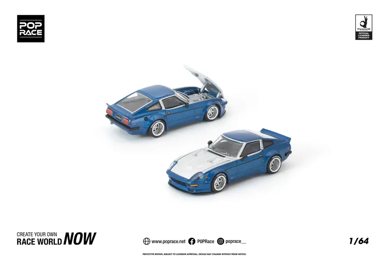 (Pre-Order) 1:64 Datsun 280Zx Pandem -- Blue / Silver -- Pop Race 1
