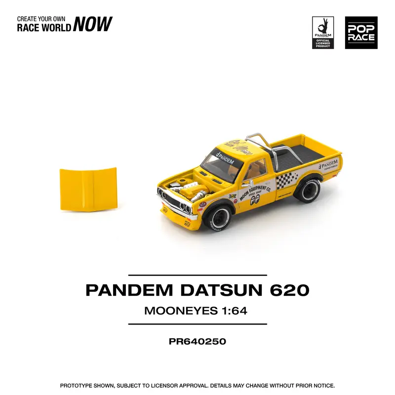 (Pre-Order) 1:64 Datsun 620 Pandem -- Mooneyes Yellow -- Pop Race 1