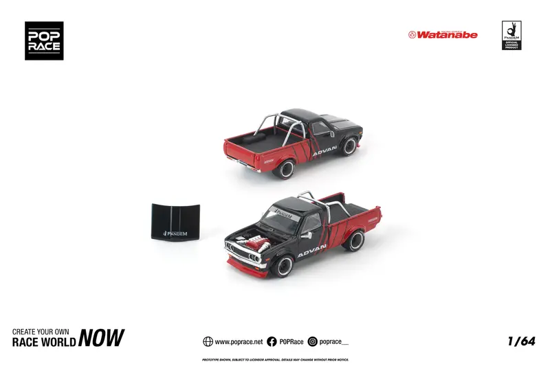 (Pre-Order) 1:64 Datsun 620 Ute Pandem -- Advan -- Pop Race 1