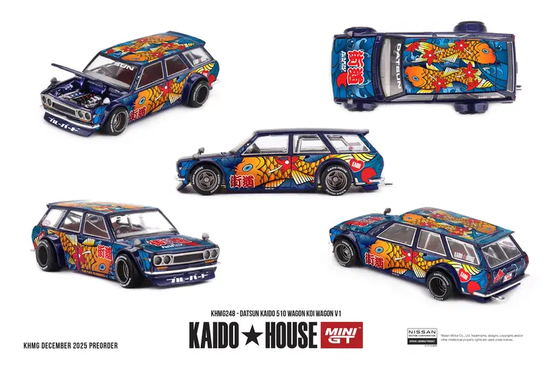 (Pre-Order) 1:64 Datsun Kaido 510 Wagon Koi Wagon V1 -- Kaido House X Mini Gt Khmg248 1