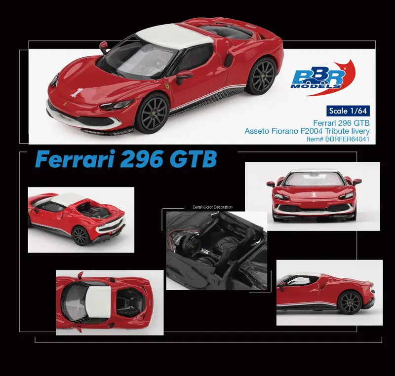 (Pre-Order) 1:64 Ferrari 296 Gtb Asseto Fiorano -- F2004 Tribute Livery -- Bbr 1
