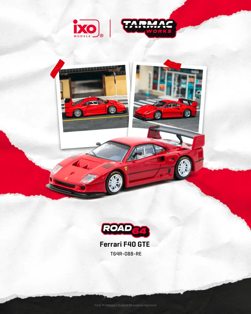 (Pre-Order) 1:64 Ferrari F40 Gte -- Red -- Tarmac Works 1