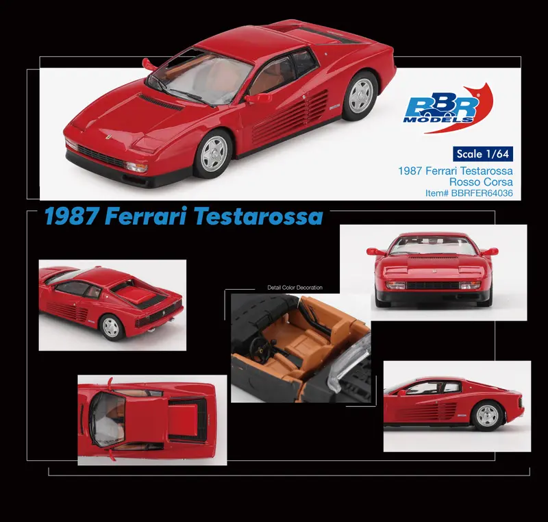 (Pre-Order) 1:64 Ferrari Testarossa 1987 -- Rosso Corsa (Red) -- Bbr 1