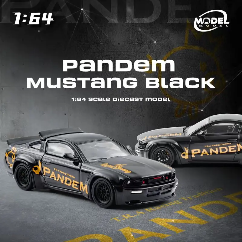 (Pre-Order) 1:64 Ford Mustang Pandem -- Black/Gold -- Model-Model 1