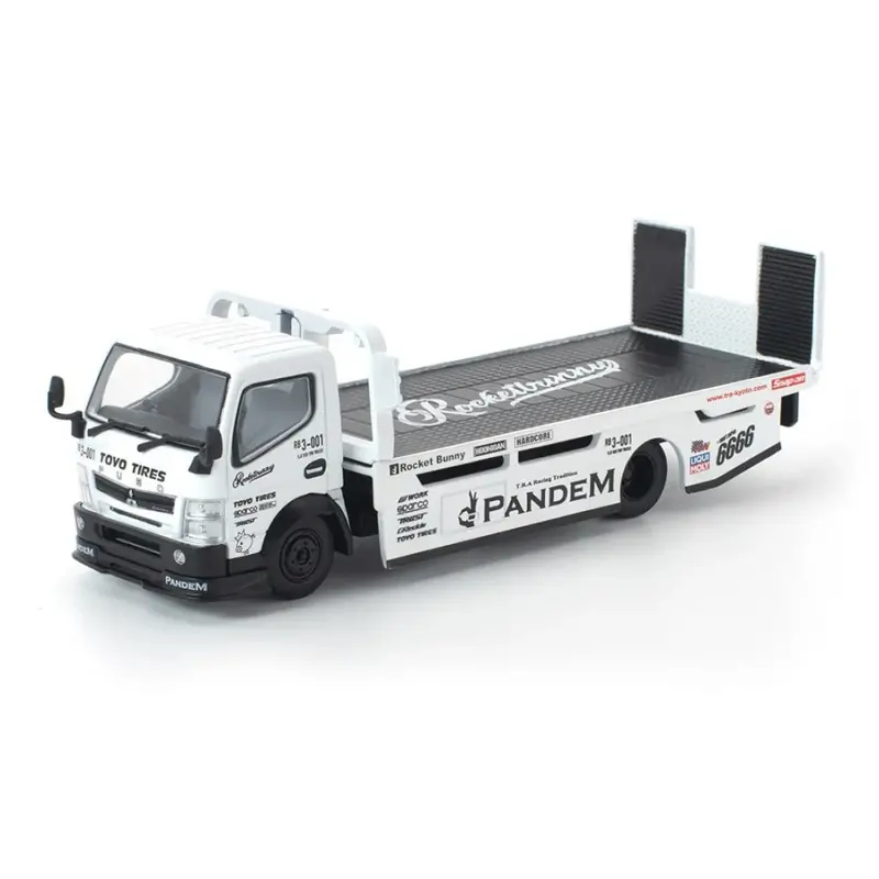 (Pre-Order) 1:64 Hino 300 Flatbed Tow Truck Pandem -- White -- Pop Race 1