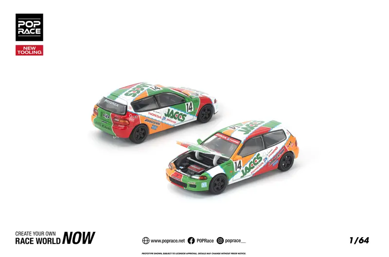 (Pre-Order) 1:64 Honda Civic (Eg6) -- #14 Jaccs -- Pop Race 1