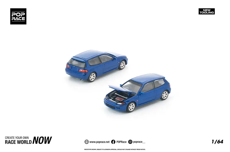 (Pre-Order) 1:64 Honda Civic (Eg6) -- Captiva Blue -- Pop Race 1