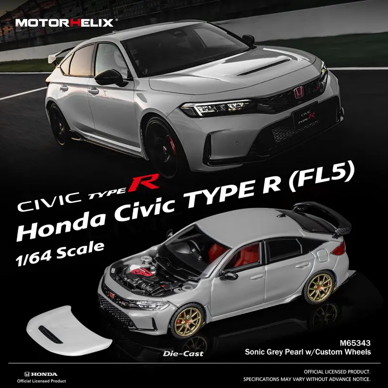 (Pre-Order) 1:64 Honda Civic Type R (Fl5) -- Grey -- Motorhelix 1