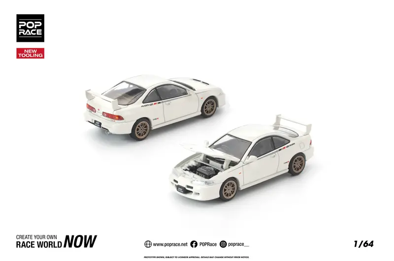 (Pre-Order) 1:64 Honda Integra Dc2 Mugen -- White -- Pop Race 1