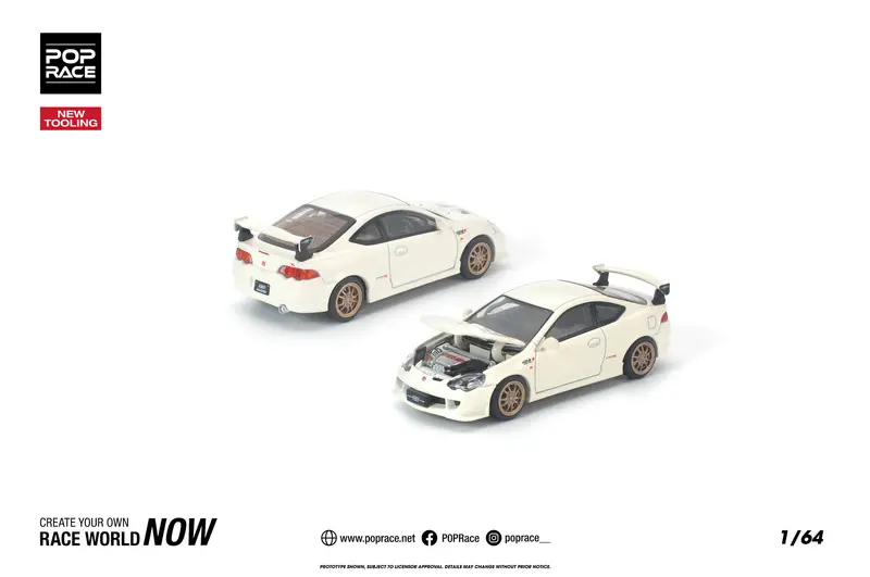 (Pre-Order) 1:64 Honda Integra Dc5 Mugen -- White -- Pop Race 1