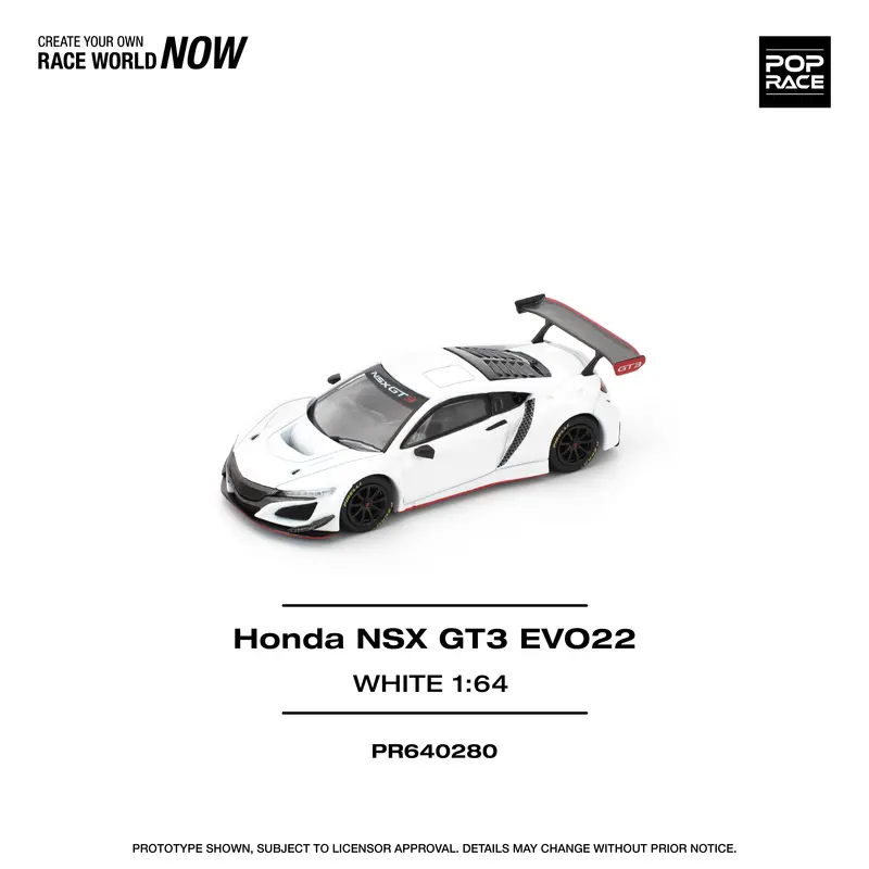(Pre-Order) 1:64 Honda Nsx Gt3 Evo 2022 -- White -- Pop Race 1