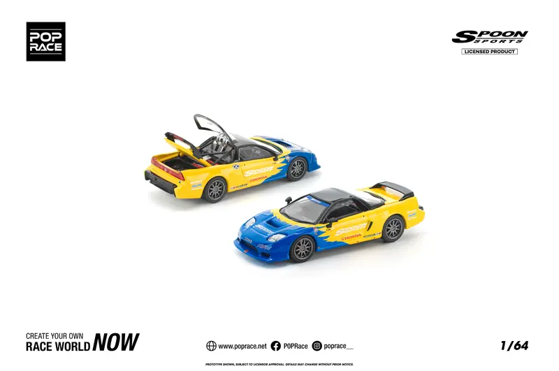 (Pre-Order) 1:64 Honda Nsx-R -- Spoon Blue/Yellow -- Pop Race 1
