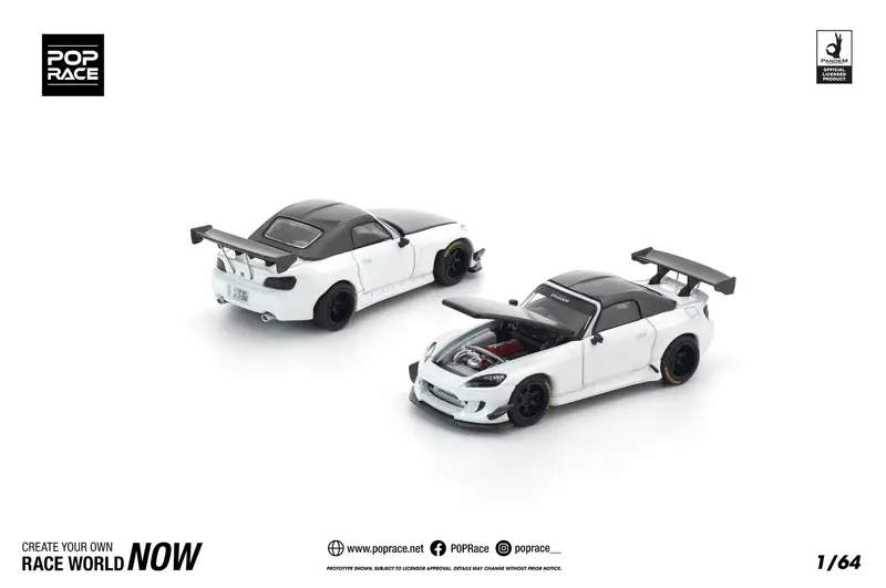 (Pre-Order) 1:64 Honda S2000 Soft-Top -- White -- Pop Race 1
