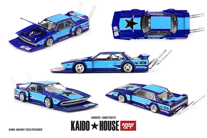 (Pre-Order) 1:64 Kaido Star V2 - Blue -- Kaido House X Mini Gt Khmg252 1
