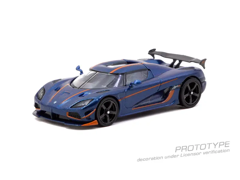 (Pre-Order) 1:64 Koenigsegg Agera Rs -- Dark Blue Carbon Fiber / Orange Accents -- Tarmac Works 1