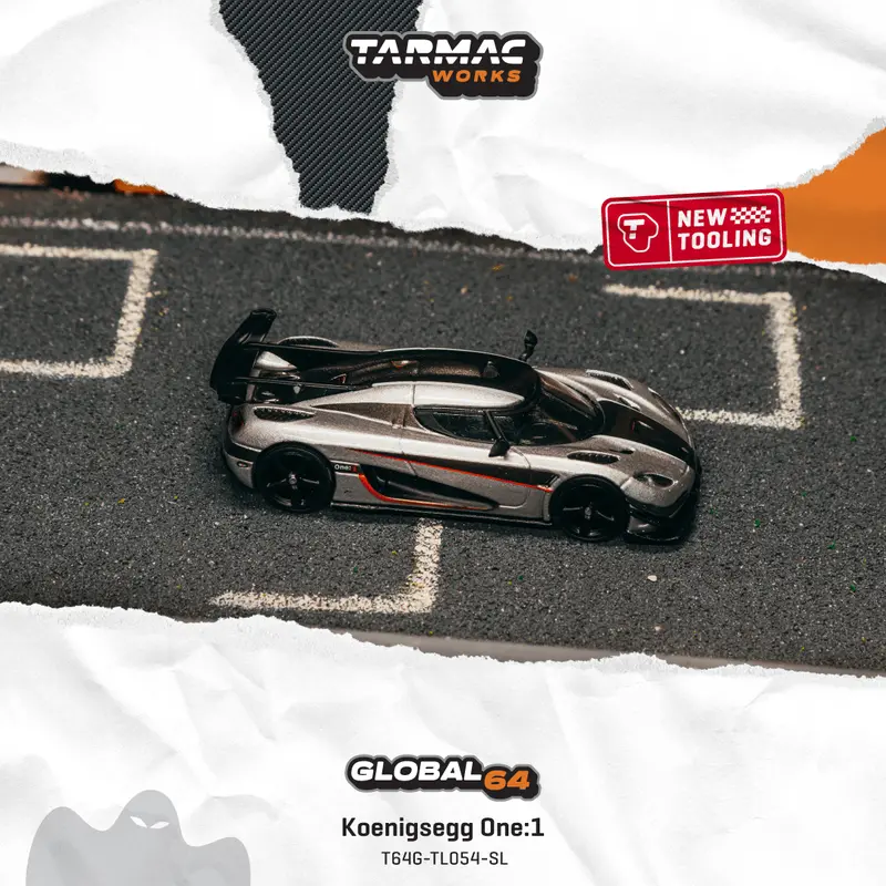 (Pre-Order) 1:64 Koenigsegg One:1 -- Silver -- Tarmac Works 1