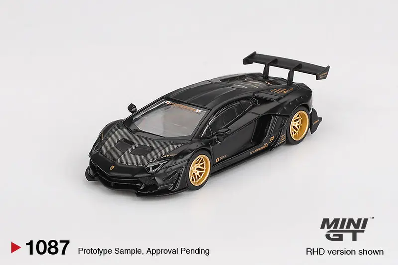 (Pre-Order) 1:64 Lamborghini Aventador Lb-Works Limited Edition -- Matte Black -- Mini Gt Mgt01087 1