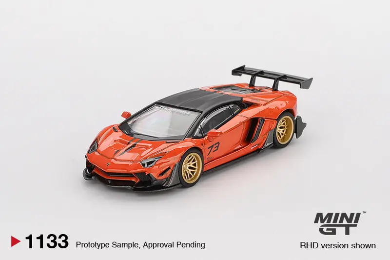 (Pre-Order) 1:64 Lamborghini Aventador Lb-Works -- Orange Mdx 2025 -- Mini Gt Mgt01133 1