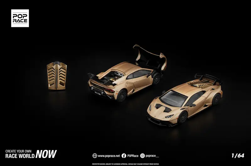 (Pre-Order) 1:64 Lamborghini Huracan Sto -- Matte Gold -- Pop Race 1