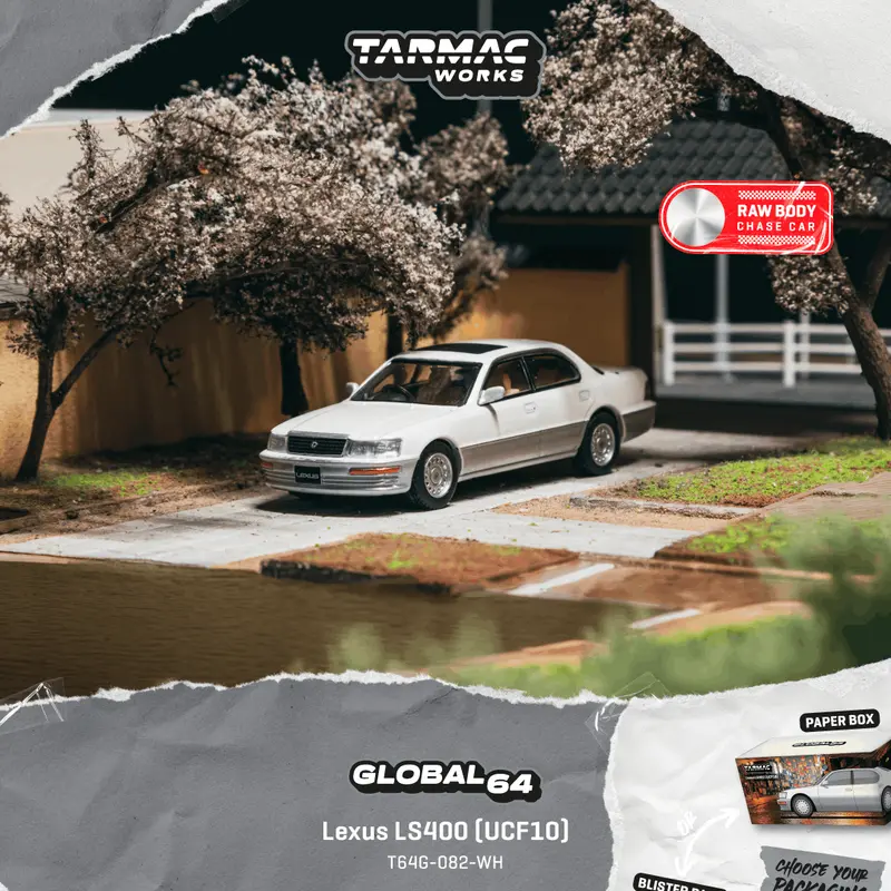 (Pre-Order) 1:64 Lexus Ls400 (Ucf10) -- Pearl White/Grey -- Tarmac Works 1