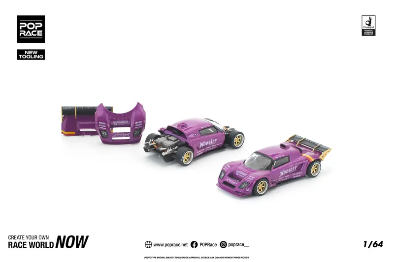 (Pre-Order) 1:64 Lotus Elise Pandem -- Hoosier Purple -- Pop Race 1