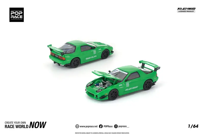 (Pre-Order) 1:64 Mazda Rx-7 (Fc3s) Re-Amemiya -- Green -- Pop Race 1