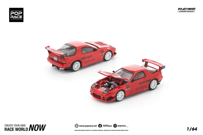 (Pre-Order) 1:64 Mazda Rx-7 (Fc3s) Re-Amemiya -- Red -- Pop Race 1