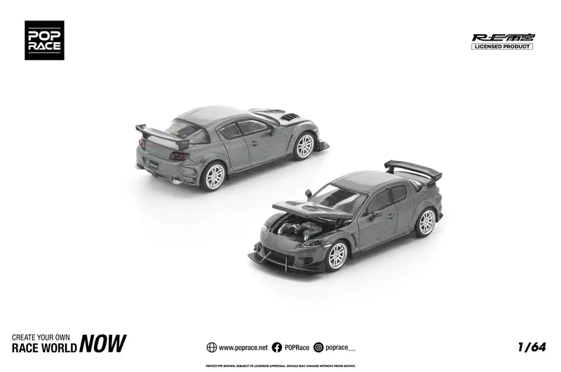 (Pre-Order) 1:64 Mazda Rx-8 Re-Amemiya -- Gun Metal Grey -- Pop Race 1