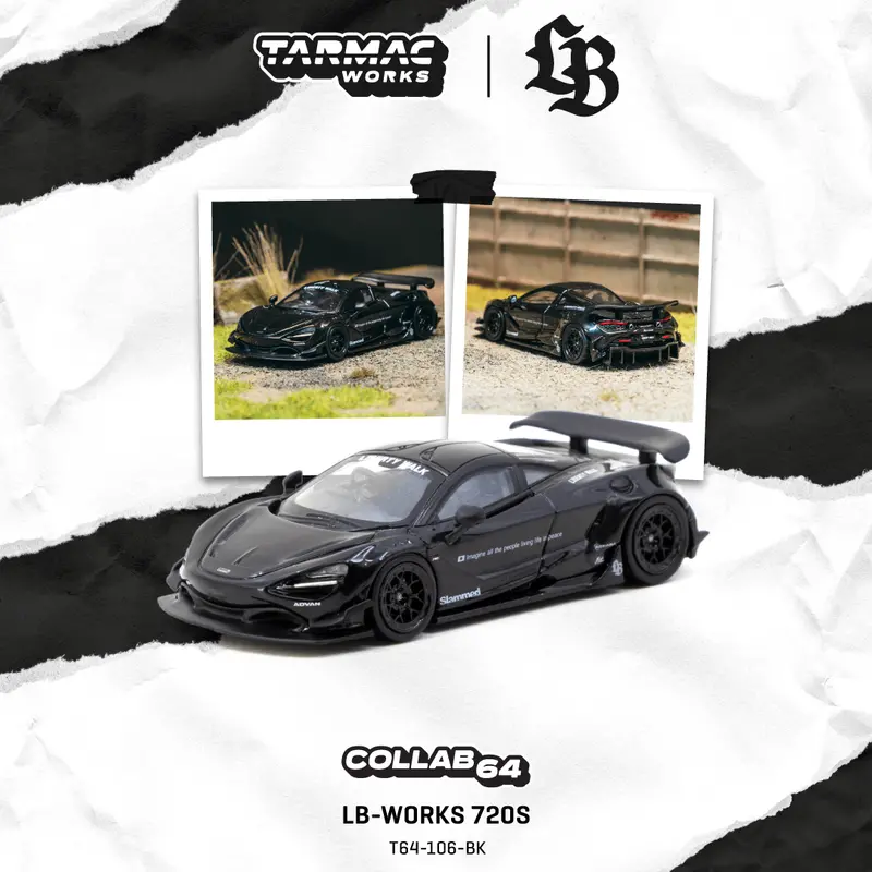 (Pre-Order) 1:64 Mclaren 720S Lb-Works -- Black -- Tarmac Works X Cm-Model 1