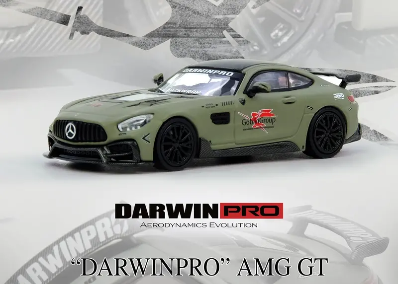 (Pre-Order) 1:64 Mercedes-Amg Gt Darwinpro -- Goblin Group Military Green -- Inno64 1