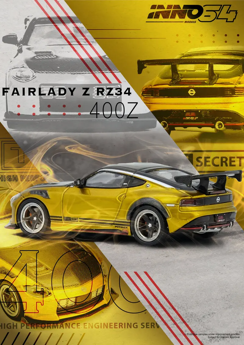 (Pre-Order) 1:64 Nissan Fairlady Z (Rz34) Top Secret -- Gold -- Inno64 2