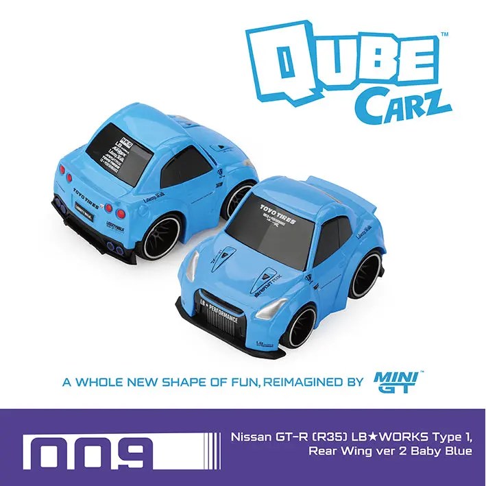 (Pre-Order) 1:64 Nissan Gt-R R35 Lb-Works Type 1 -- Baby Blue -- Qubecarz X Mini Gt 1