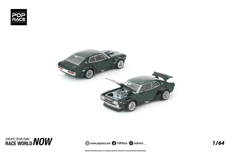 (Pre-Order) 1:64 Nissan Laurel C130 -- Dark Green -- Pop Race 1