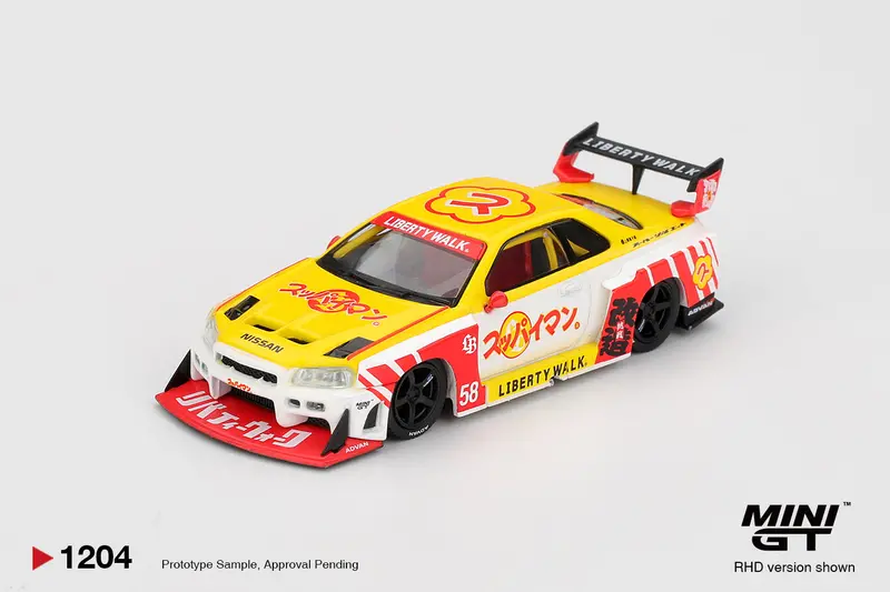 (Pre-Order) 1:64 Nissan Lb-Er34 Super Silhouette Skyline -- Suppaiman Okinawa -- Mini Gt Mgt01204 1