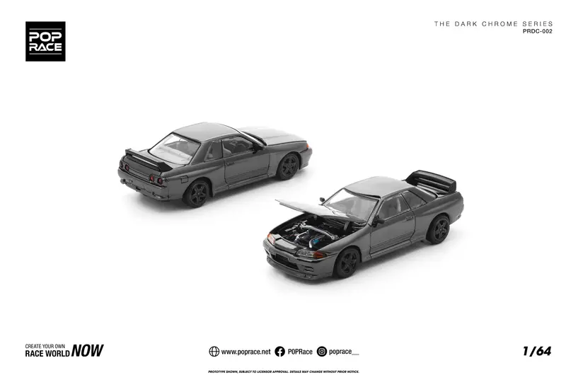 (Pre-Order) 1:64 Nissan R32 Skyline Gtr -- Dark Chrome Series -- Pop Race 1