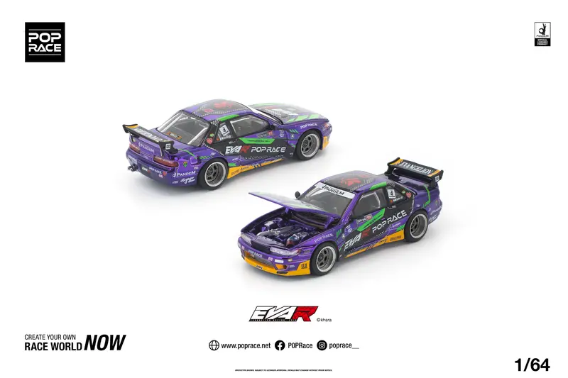 (Pre-Order) 1:64 Nissan S13 Silvia Pandem -- Purple Eva Rt Test Type-01 -- Pop Race 1