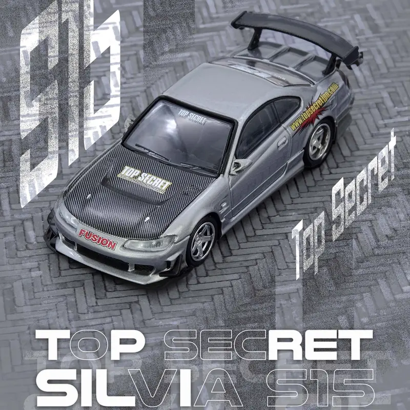 (Pre-Order) 1:64 Nissan (S15) Silvia Top Secret -- Silver -- Inno64 1