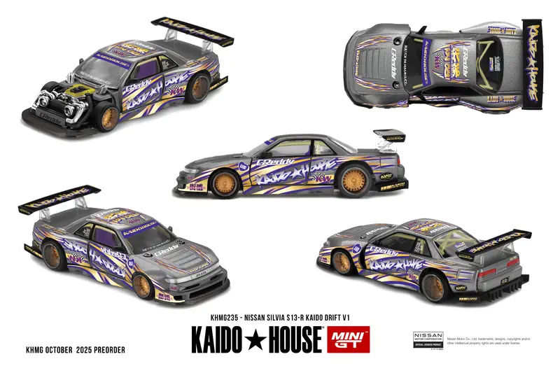 (Pre-Order) 1:64 Nissan Silvia S13-R Kaido Drift V1 -- Kaido House X Mini Gt Khmg235 1