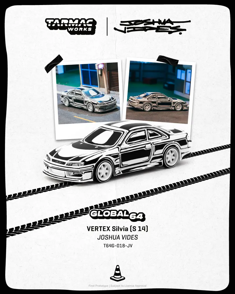 (Pre-Order) 1:64 Nissan Silvia S14 By Vertex -- Designed By Joshua Vides -- Tarmac Works 1