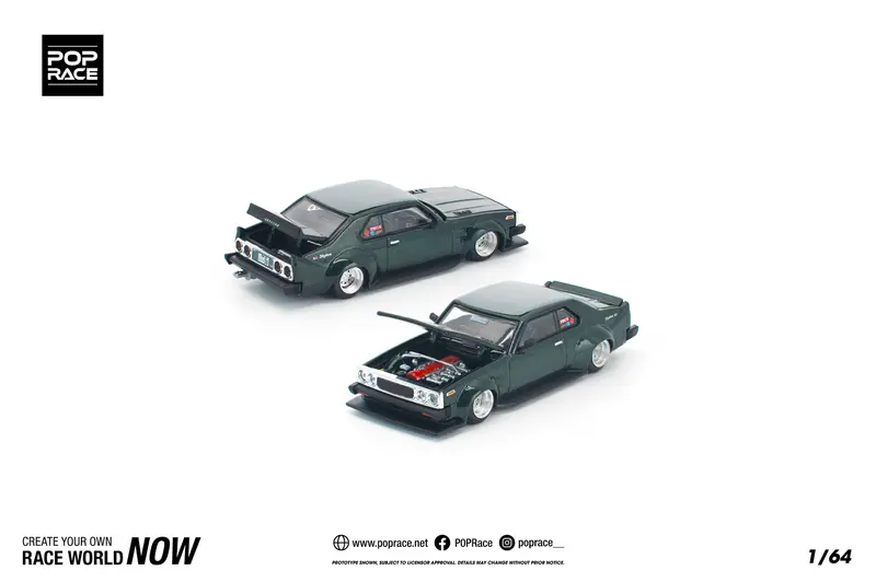 (Pre-Order) 1:64 Nissan Skyline C210 -- Dark Green -- Pop Race 1