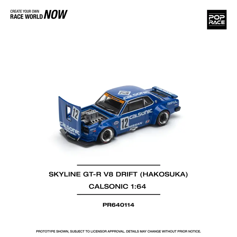 (Pre-Order) 1:64 Nissan Skyline Gt-R (Kpgc10) Hakosuka V8 -- Calsonic - Pop Race 1